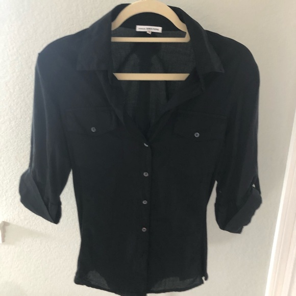 JAMES PERSE Rollup Sleeve ButtonDown Blouse Sz 3 - Picture 1 of 7